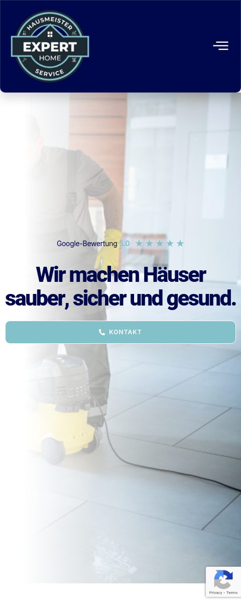 Das Bild zeigt einen Mobile Screenshot der vorgestellten Website