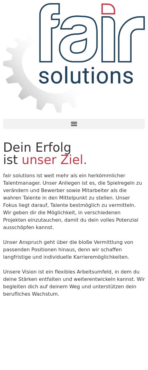 Das Bild zeigt einen Mobile Screenshot der vorgestellten Website