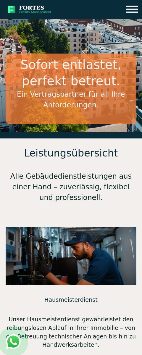 Das Bild zeigt einen Mobile Screenshot der vorgestellten Website