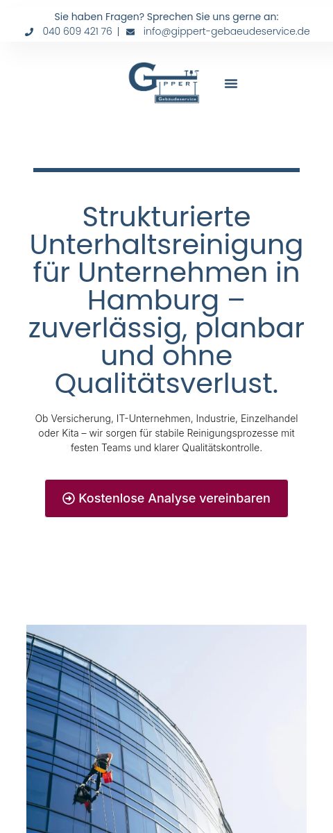 Das Bild zeigt einen Mobile Screenshot der vorgestellten Website
