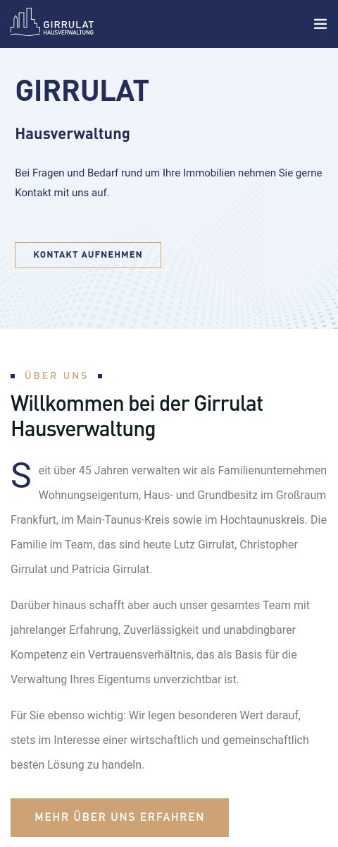 Das Bild zeigt einen Mobile Screenshot der vorgestellten Website