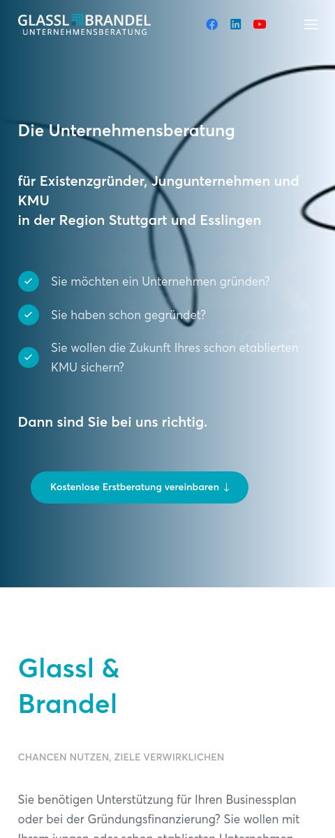 Das Bild zeigt einen Mobile Screenshot der vorgestellten Website