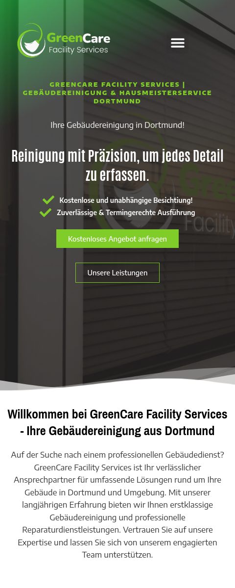 Das Bild zeigt einen Mobile Screenshot der vorgestellten Website