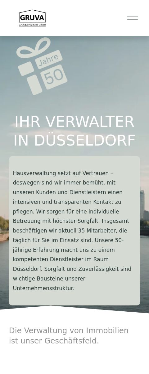 Das Bild zeigt einen Mobile Screenshot der vorgestellten Website