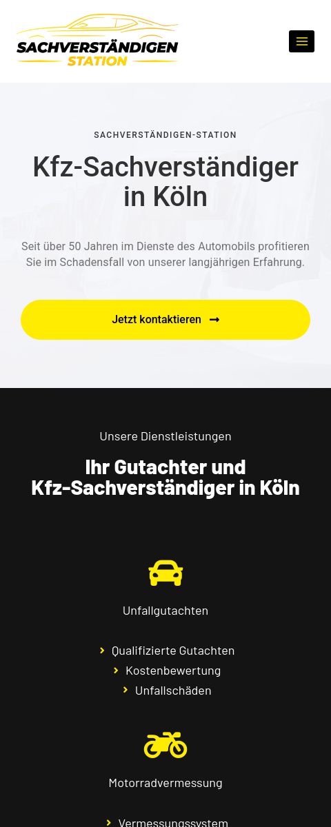 Das Bild zeigt einen Mobile Screenshot der vorgestellten Website