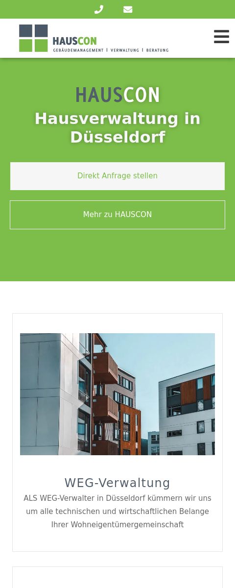 Das Bild zeigt einen Mobile Screenshot der vorgestellten Website