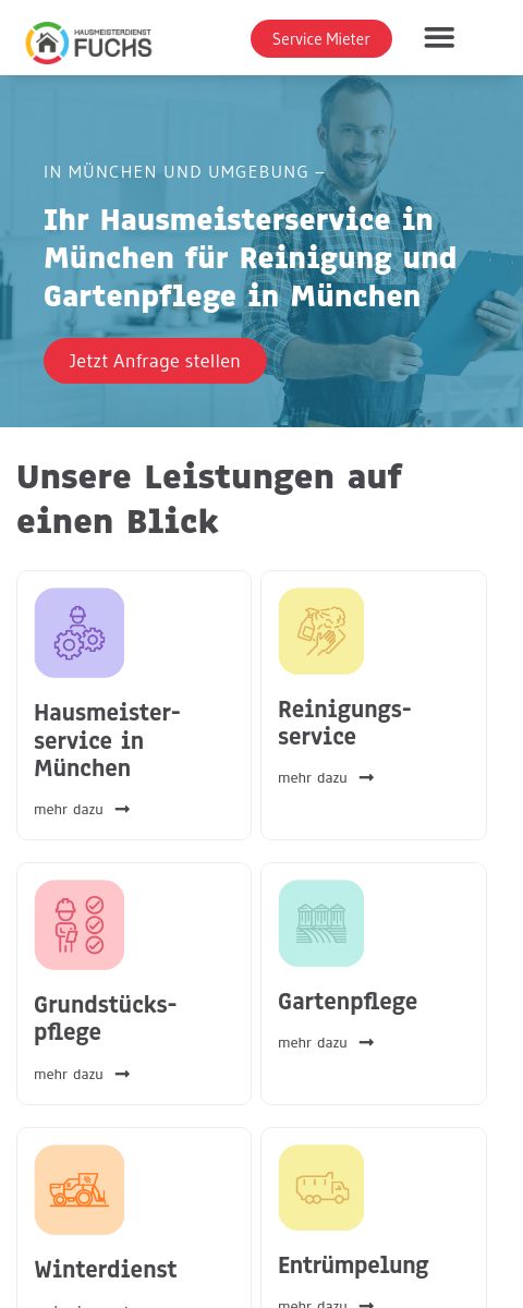 Das Bild zeigt einen Mobile Screenshot der vorgestellten Website