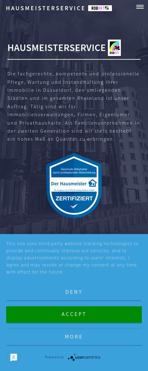 Das Bild zeigt einen Mobile Screenshot der vorgestellten Website