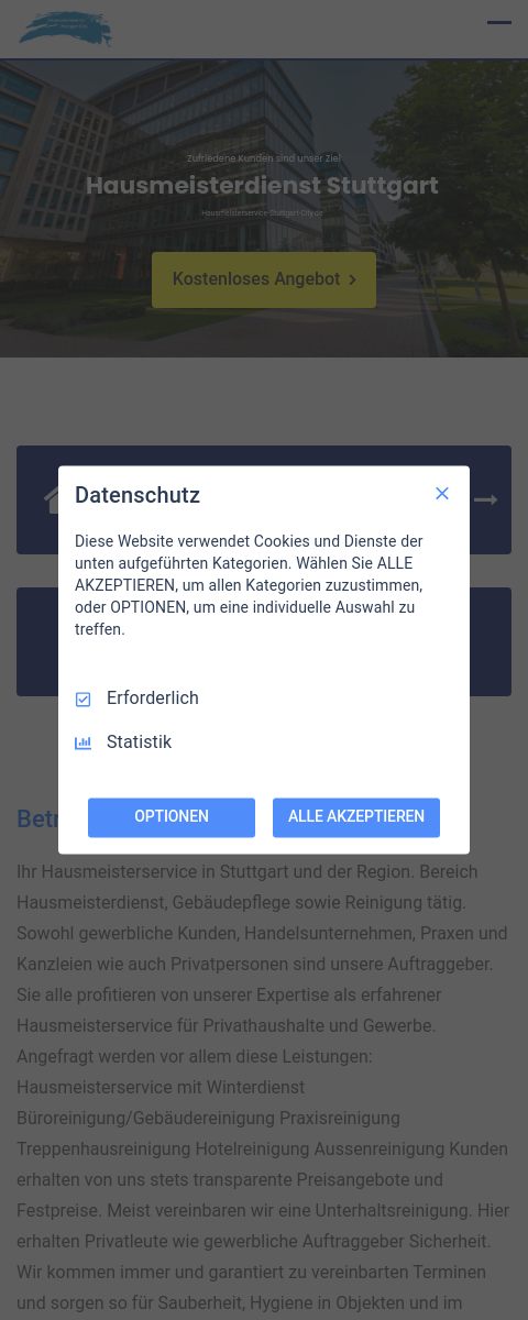 Das Bild zeigt einen Mobile Screenshot der vorgestellten Website