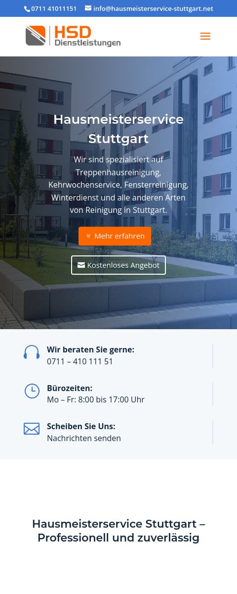 Das Bild zeigt einen Mobile Screenshot der vorgestellten Website