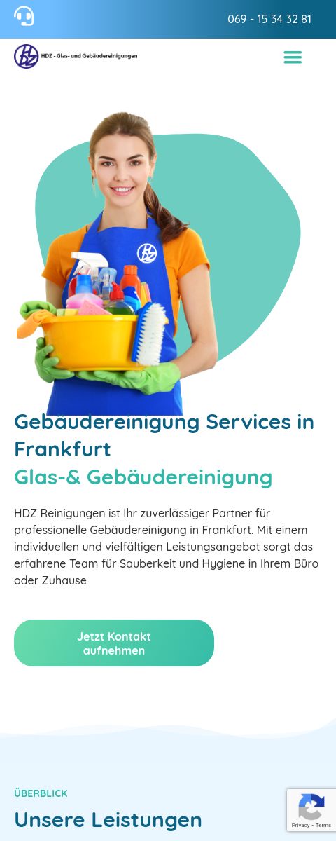 Das Bild zeigt einen Mobile Screenshot der vorgestellten Website