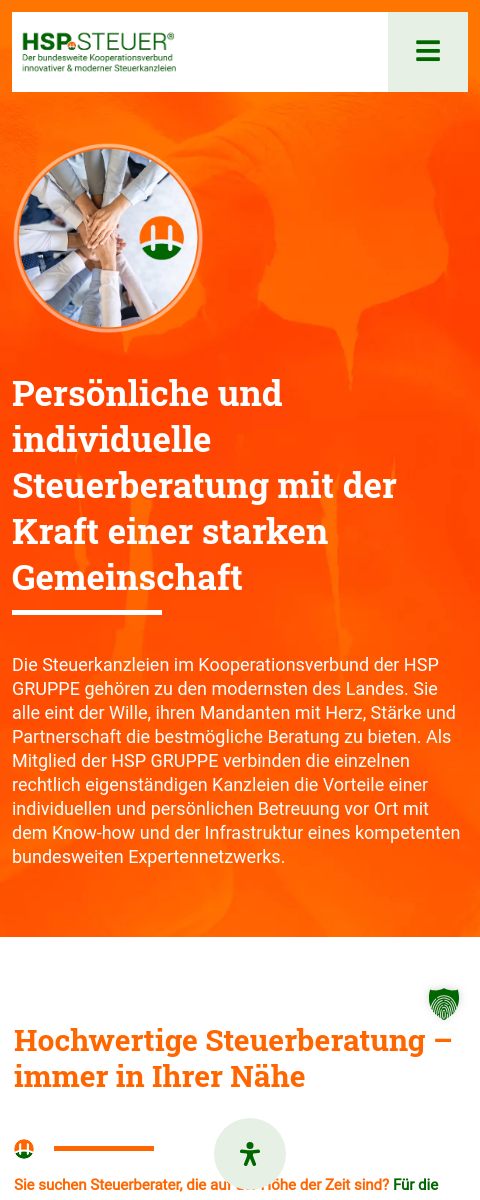 Das Bild zeigt einen Mobile Screenshot der vorgestellten Website