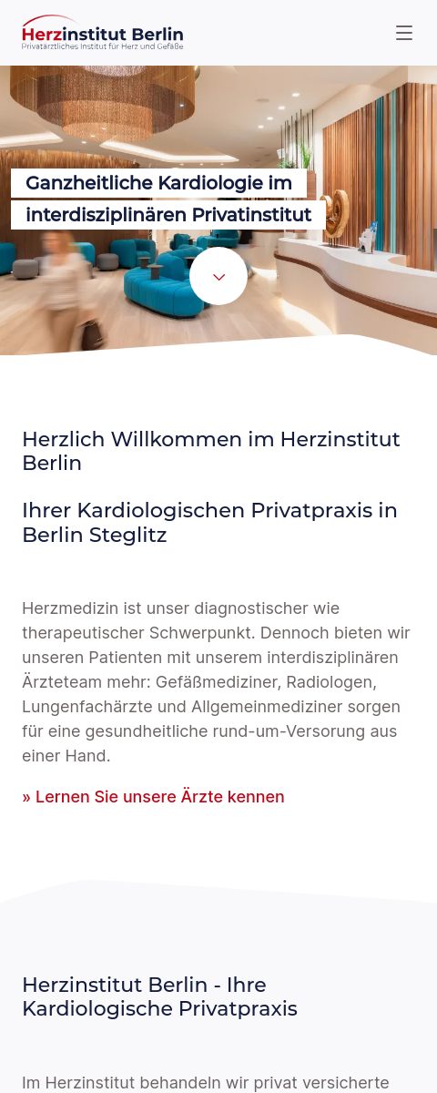 Das Bild zeigt einen Mobile Screenshot der vorgestellten Website