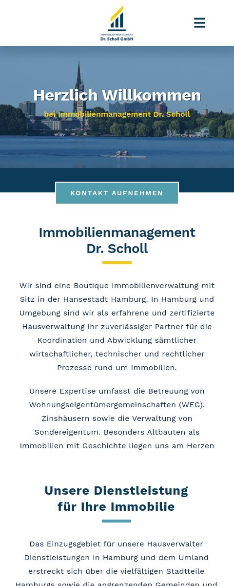 Das Bild zeigt einen Mobile Screenshot der vorgestellten Website