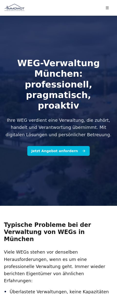 Das Bild zeigt einen Mobile Screenshot der vorgestellten Website