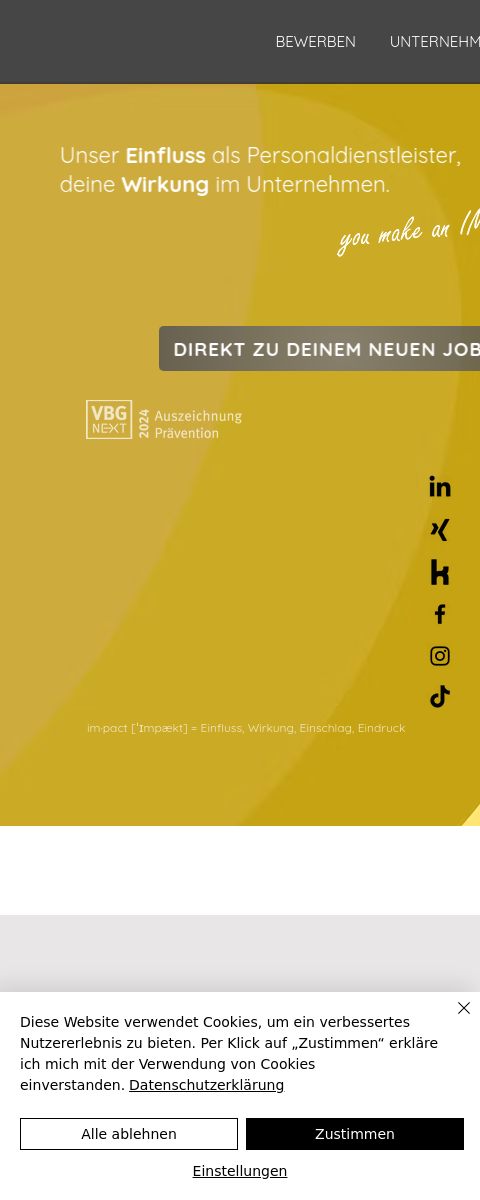 Das Bild zeigt einen Mobile Screenshot der vorgestellten Website
