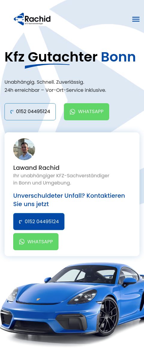 Das Bild zeigt einen Mobile Screenshot der vorgestellten Website