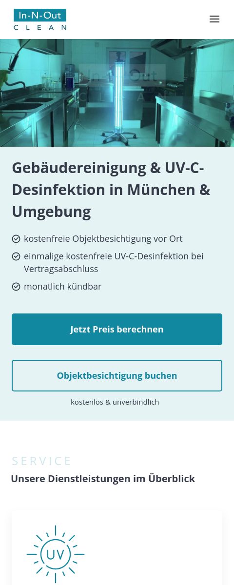 Das Bild zeigt einen Mobile Screenshot der vorgestellten Website