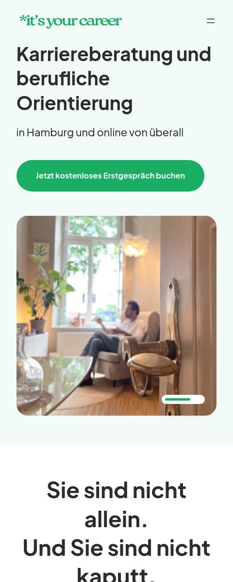 Das Bild zeigt einen Mobile Screenshot der vorgestellten Website
