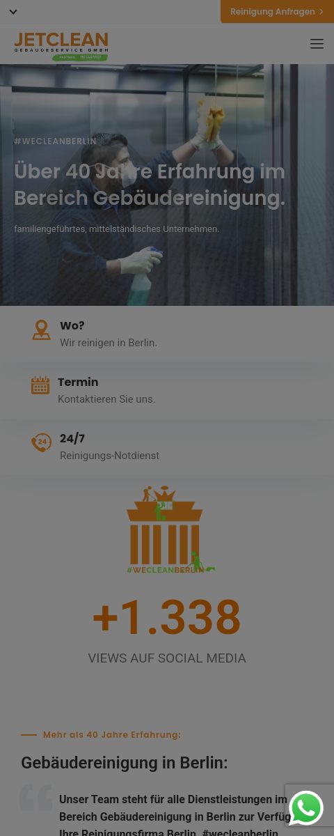 Das Bild zeigt einen Mobile Screenshot der vorgestellten Website