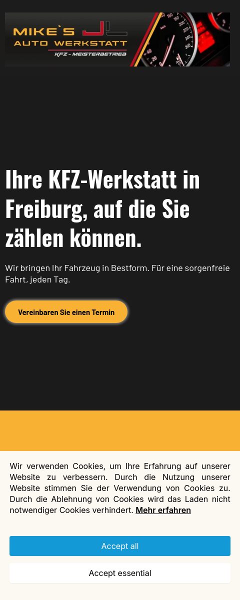 Das Bild zeigt einen Mobile Screenshot der vorgestellten Website