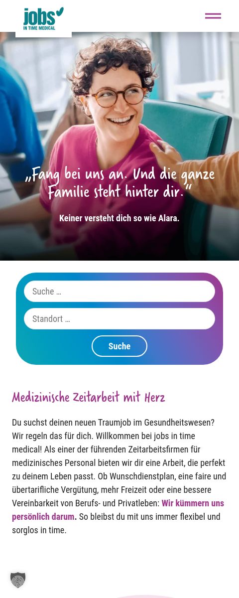 Das Bild zeigt einen Mobile Screenshot der vorgestellten Website