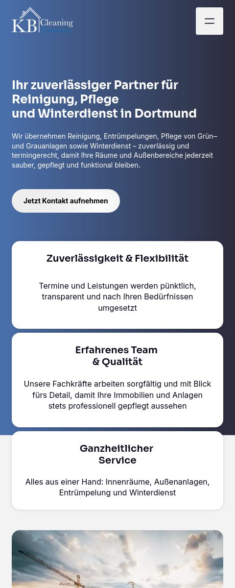 Das Bild zeigt einen Mobile Screenshot der vorgestellten Website