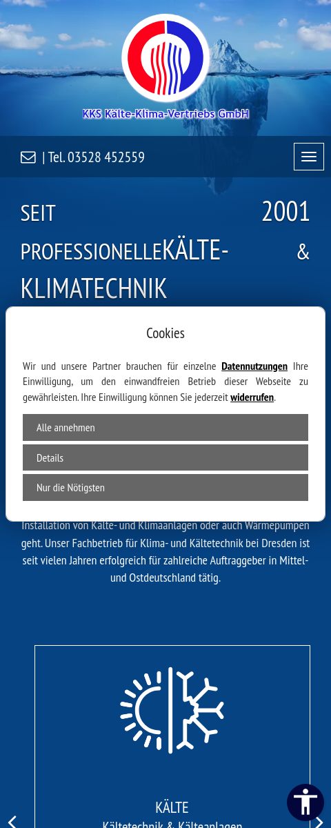 Das Bild zeigt einen Mobile Screenshot der vorgestellten Website