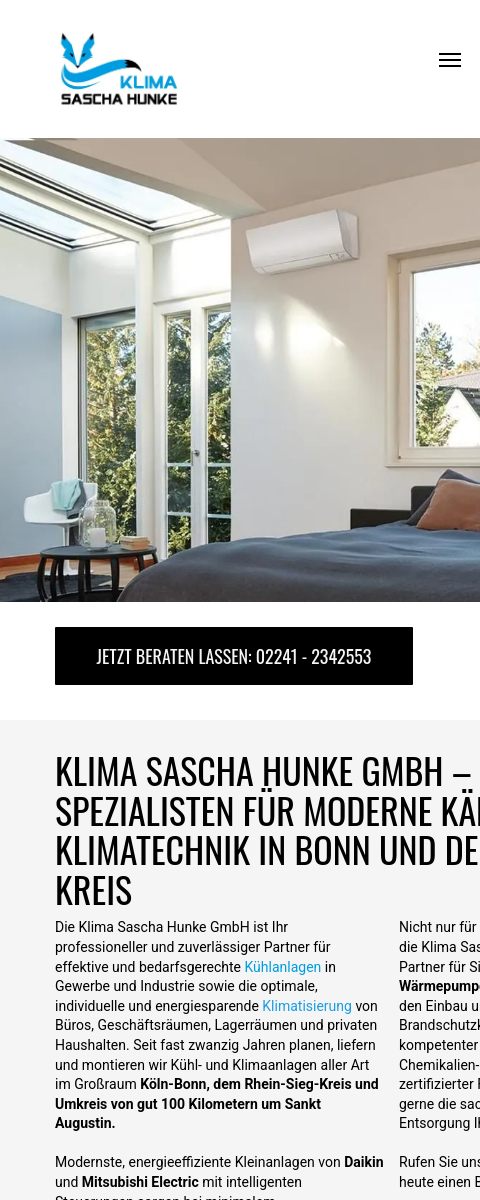 Das Bild zeigt einen Mobile Screenshot der vorgestellten Website