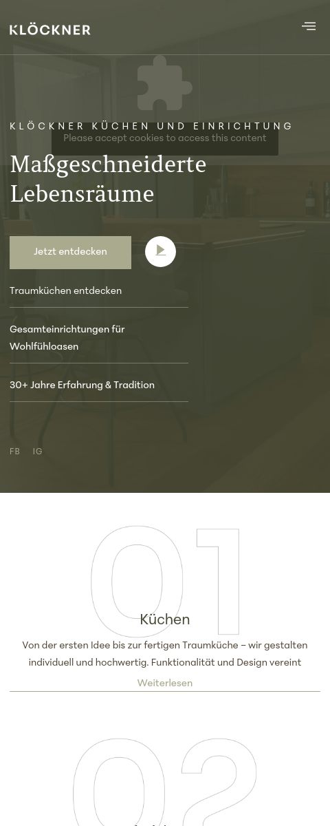 Das Bild zeigt einen Mobile Screenshot der vorgestellten Website