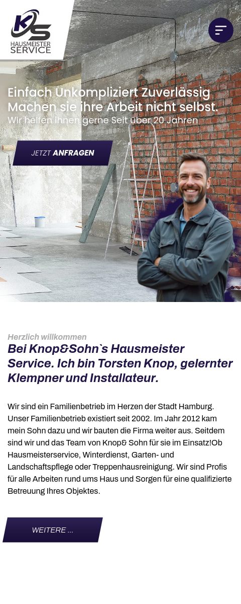 Das Bild zeigt einen Mobile Screenshot der vorgestellten Website