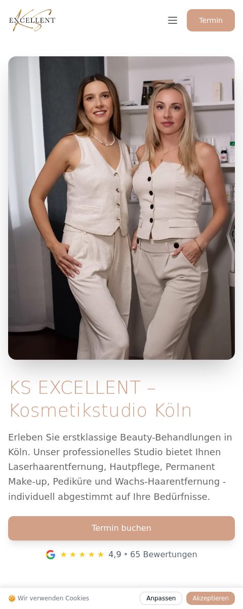 Das Bild zeigt einen Mobile Screenshot der vorgestellten Website