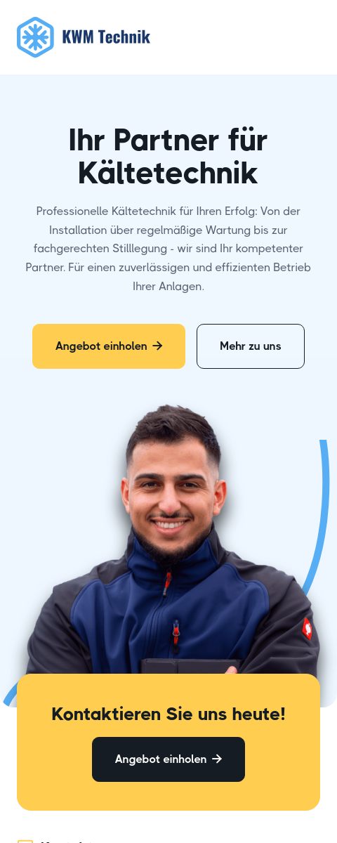 Das Bild zeigt einen Mobile Screenshot der vorgestellten Website