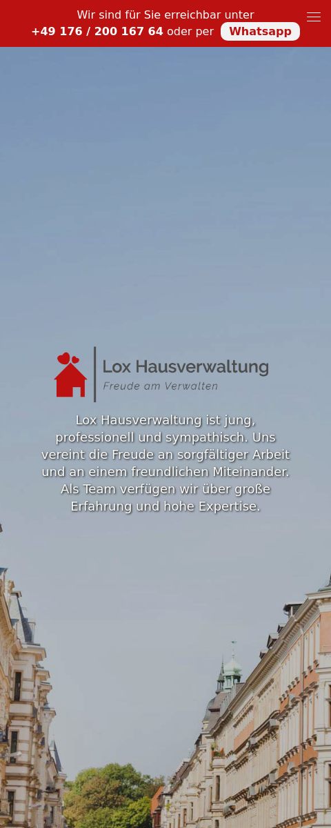 Das Bild zeigt einen Mobile Screenshot der vorgestellten Website