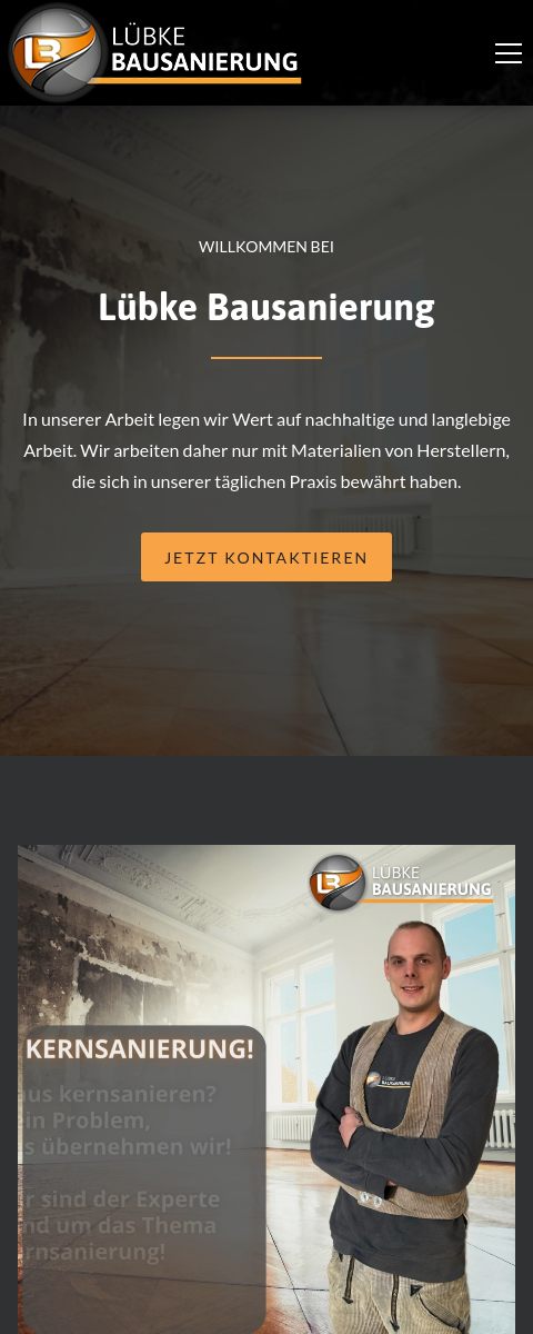 Das Bild zeigt einen Mobile Screenshot der vorgestellten Website