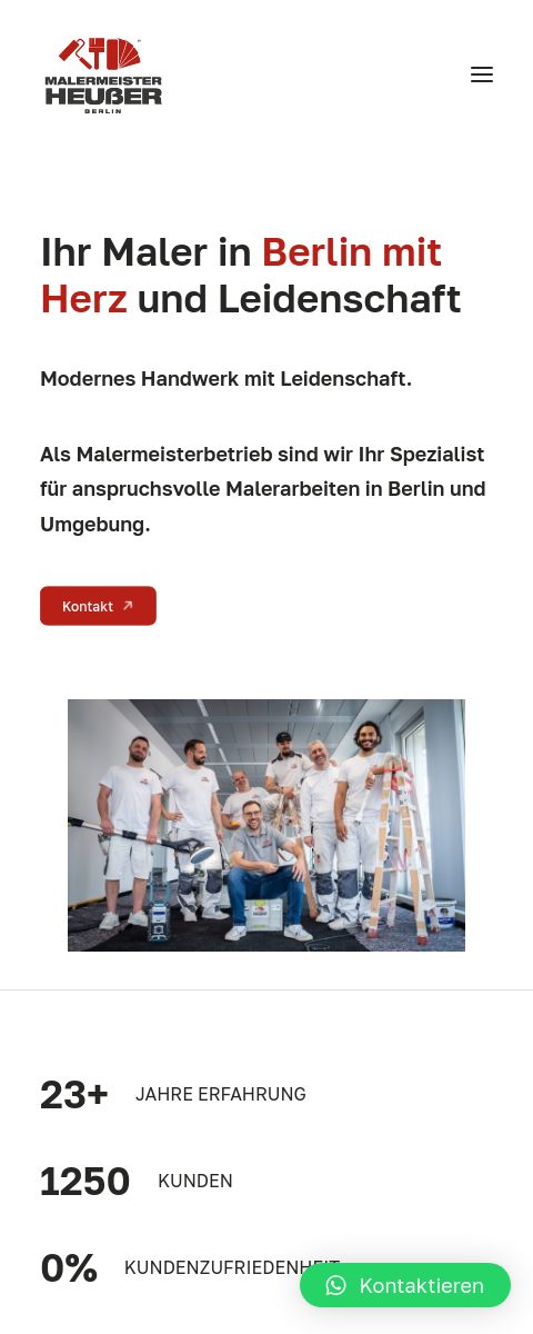 Das Bild zeigt einen Mobile Screenshot der vorgestellten Website