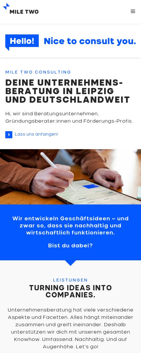 Das Bild zeigt einen Mobile Screenshot der vorgestellten Website