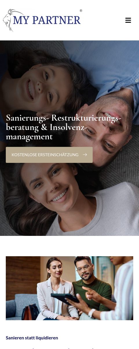Das Bild zeigt einen Mobile Screenshot der vorgestellten Website