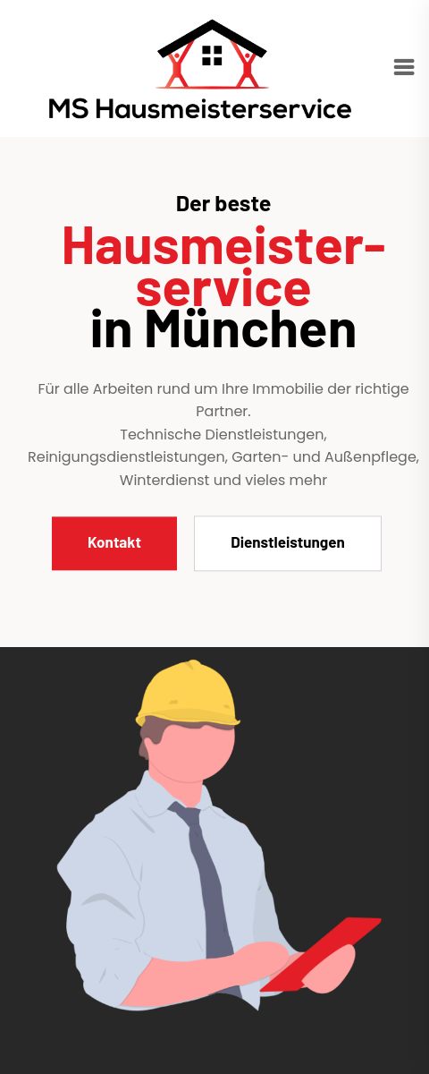Das Bild zeigt einen Mobile Screenshot der vorgestellten Website