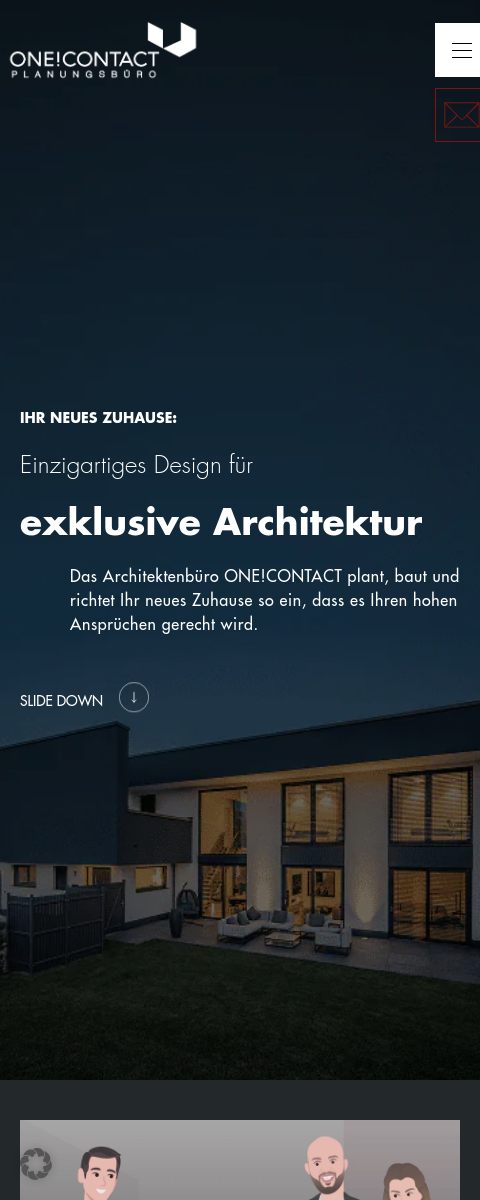 Das Bild zeigt einen Mobile Screenshot der vorgestellten Website