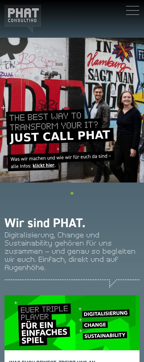 Das Bild zeigt einen Mobile Screenshot der vorgestellten Website