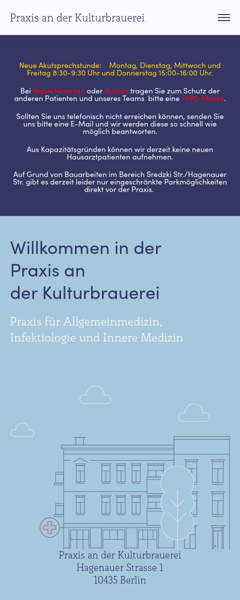 Das Bild zeigt einen Mobile Screenshot der vorgestellten Website