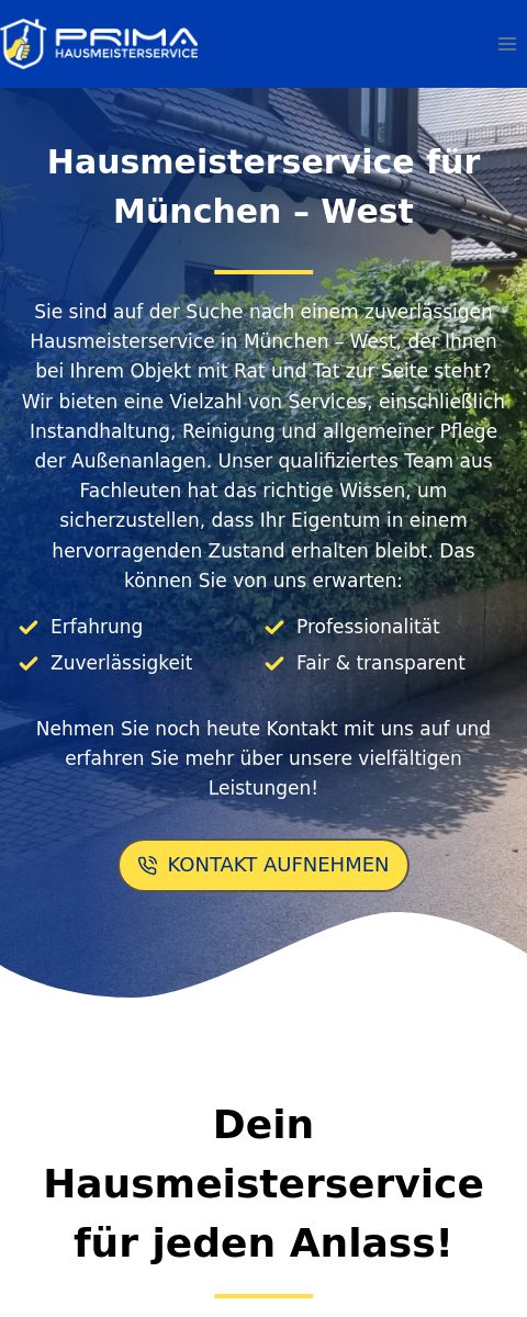 Das Bild zeigt einen Mobile Screenshot der vorgestellten Website