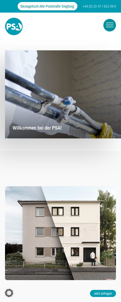 Das Bild zeigt einen Mobile Screenshot der vorgestellten Website