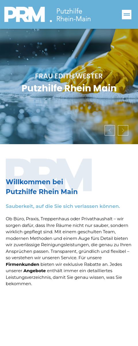 Das Bild zeigt einen Mobile Screenshot der vorgestellten Website