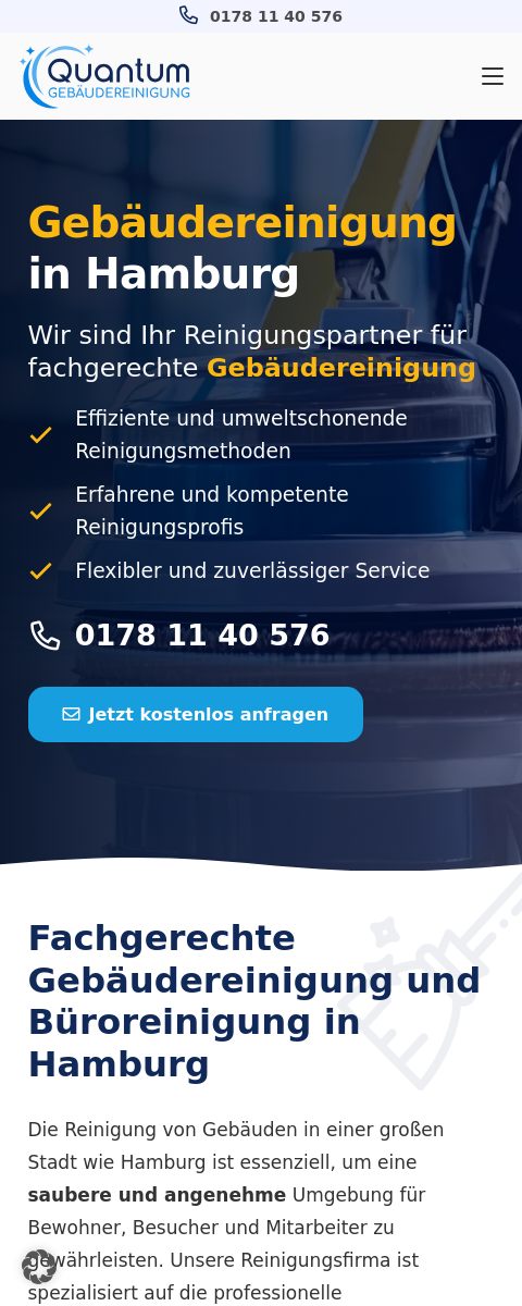 Das Bild zeigt einen Mobile Screenshot der vorgestellten Website