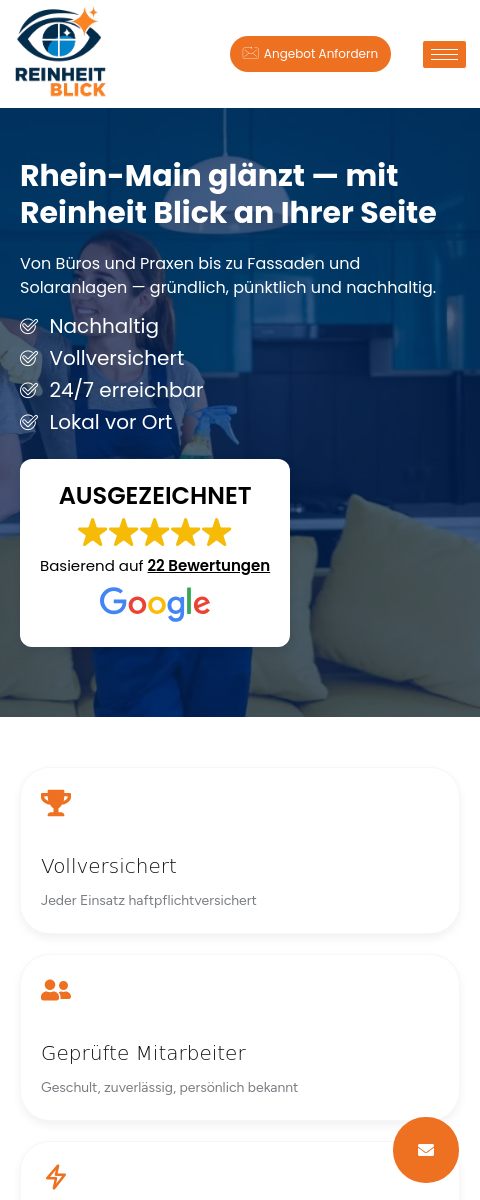 Das Bild zeigt einen Mobile Screenshot der vorgestellten Website