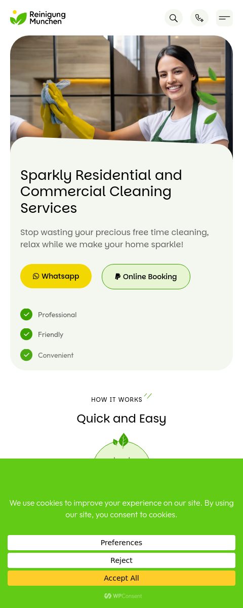 Das Bild zeigt einen Mobile Screenshot der vorgestellten Website