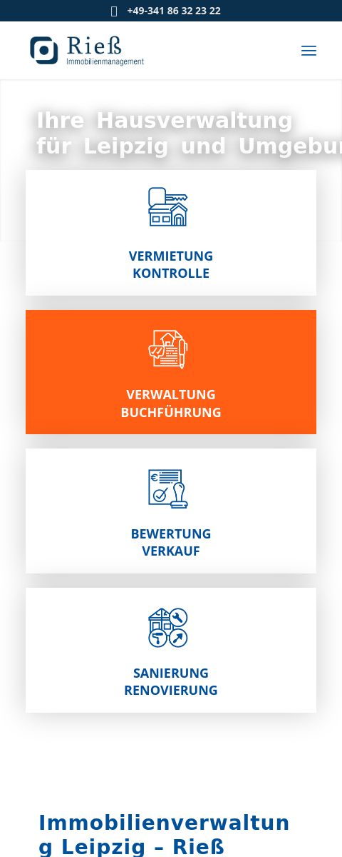 Das Bild zeigt einen Mobile Screenshot der vorgestellten Website