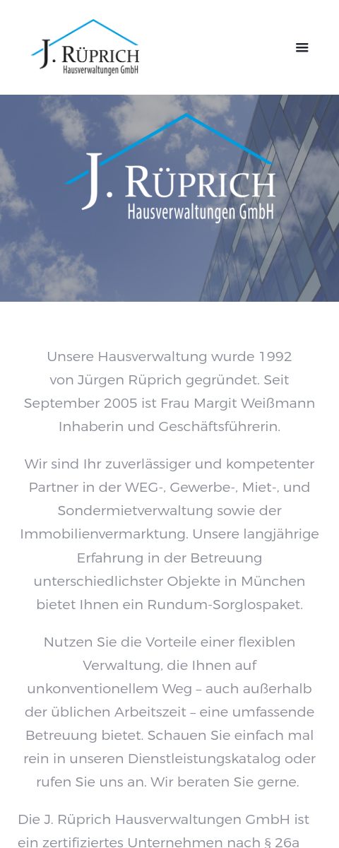 Das Bild zeigt einen Mobile Screenshot der vorgestellten Website